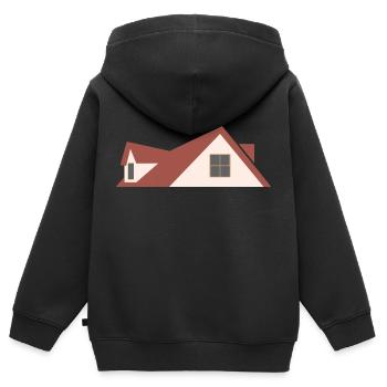 Dach - Kinder Premium Organic Zip Hoodie - Schwarz - Hinten - AI Model Kid Male (0cm)