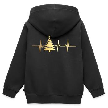Herzschlag-Tanne - Kinder Premium Organic Zip Hoodie - Schwarz - Hinten - AI Model Kid Male (0cm)