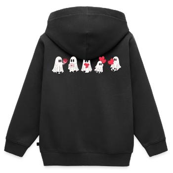 Geister der Liebe - Geschenk zum Valentinstag - Kinder Premium Organic Zip Hoodie - Schwarz - Hinten - AI Model Kid Male (0cm)