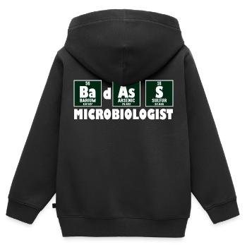 Lustiger Primärelement-Badass-Mikrobiologe - Kinder Premium Organic Zip Hoodie - Schwarz - Hinten - AI Model Kid Male (0cm)