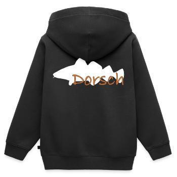 Morue blanche - Sweat Premium à capuche zippé enfant bio - noir - Dos - AI Model Kid Male (0cm)
