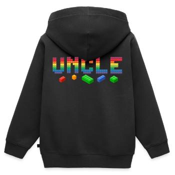 Onkel Baumeister Bausteine Blöcke Familie - Kinder Premium Organic Zip Hoodie - Schwarz - Hinten - AI Model Kid Male (0cm)
