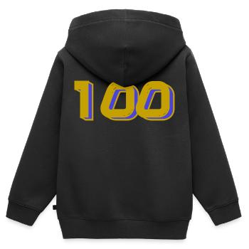 100. 100 JAHRE. 100-JÄHRIGES JUBILÄUM. GEBURTSTAG 100 - Kinder Premium Organic Zip Hoodie - Schwarz - Hinten - AI Model Kid Male (0cm)