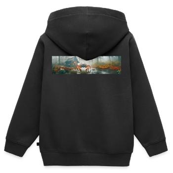 Apocalypse Merde géante dans le marais brumeux - Sweat Premium à capuche zippé enfant bio - noir - Dos - AI Model Kid Male (0cm)