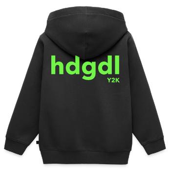 hdgdl Y2K grün - Kinder Premium Organic Zip Hoodie - Schwarz - Hinten - AI Model Kid Male (0cm)