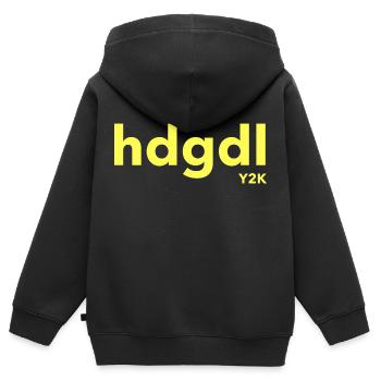 dhgdl hab dich ganz doll lieb Y2K gelb - Kinder Premium Organic Zip Hoodie - Schwarz - Hinten - AI Model Kid Male (0cm)