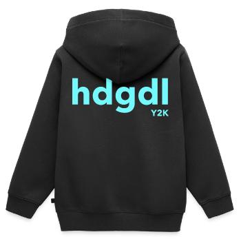 hdgdl hab dich ganz doll liebY2K türkis - Kinder Premium Organic Zip Hoodie - Schwarz - Hinten - AI Model Kid Male (0cm)