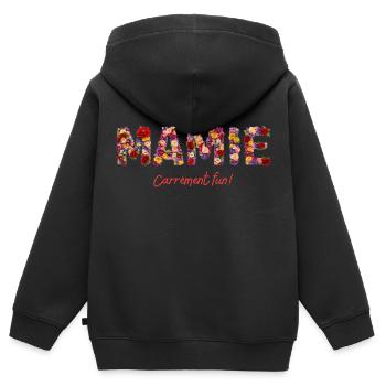 Granny Floral Fun - Geschenkidee - Kinder Premium Organic Zip Hoodie - Schwarz - Hinten - AI Model Kid Male (0cm)