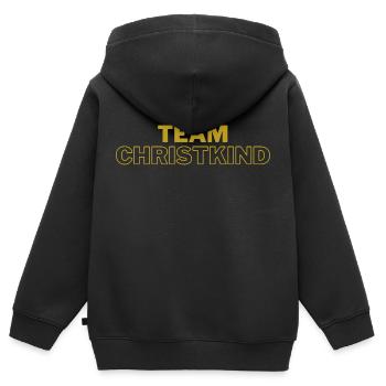 Team Christkind - Gold Design - Kinder Premium Organic Zip Hoodie - Schwarz - Hinten - AI Model Kid Male (0cm)