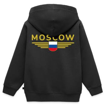 T-Shirt Moscou – Métropole de l’Elégance - Sweat Premium à capuche zippé enfant bio - noir - Dos - AI Model Kid Male (0cm)