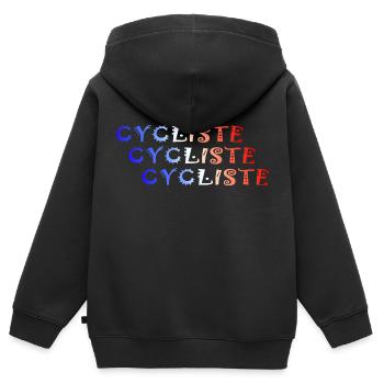 CYCLIST FRANCE Fahrrad Fahrräder - Kinder Premium Organic Zip Hoodie - Schwarz - Hinten - AI Model Kid Male (0cm)