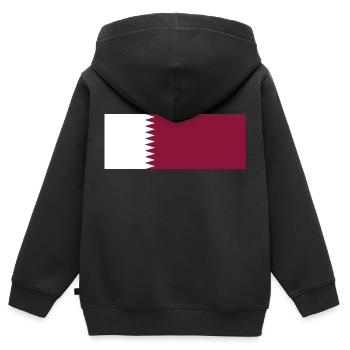 Katar - Kinder Premium Organic Zip Hoodie - Schwarz - Hinten - AI Model Kid Male (0cm)