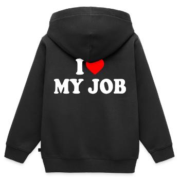 I love my job - Kinder Premium Organic Zip Hoodie - Schwarz - Hinten - AI Model Kid Male (0cm)