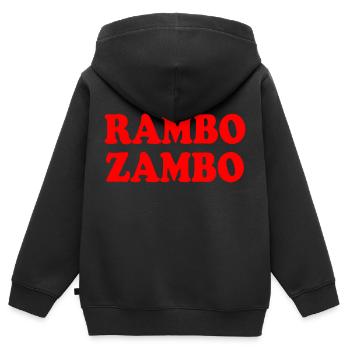 Rambo zambo - Sweat Premium à capuche zippé enfant bio - noir - Dos - AI Model Kid Male (0cm)