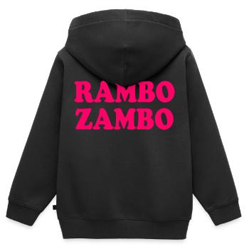 Rambo zambo - Sweat Premium à capuche zippé enfant bio - noir - Dos - AI Model Kid Male (0cm)