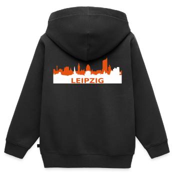 Skyline de Leipzig - Sweat Premium à capuche zippé enfant bio - noir - Dos - AI Model Kid Male (0cm)
