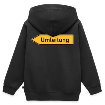 Umleitung Links - Kinder Premium Organic Zip Hoodie - Schwarz - Hinten - AI Model Kid Male (0cm)
