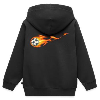 Feuerball - Kinder Premium Organic Zip Hoodie - Schwarz - Hinten - AI Model Kid Male (0cm)