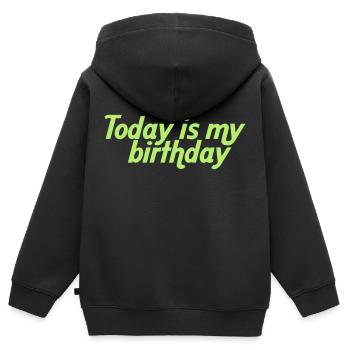 Today is my birthday - Sweat Premium à capuche zippé enfant bio - noir - Dos - AI Model Kid Male (0cm)