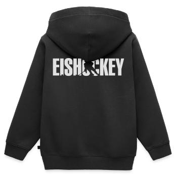 Eishockey ( Schriftzug mit Spieler - Symbolik ) - Kinder Premium Organic Zip Hoodie - Schwarz - Hinten - AI Model Kid Male (0cm)