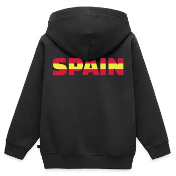 Spanien - Kinder Premium Organic Zip Hoodie - Schwarz - Hinten - AI Model Kid Male (0cm)
