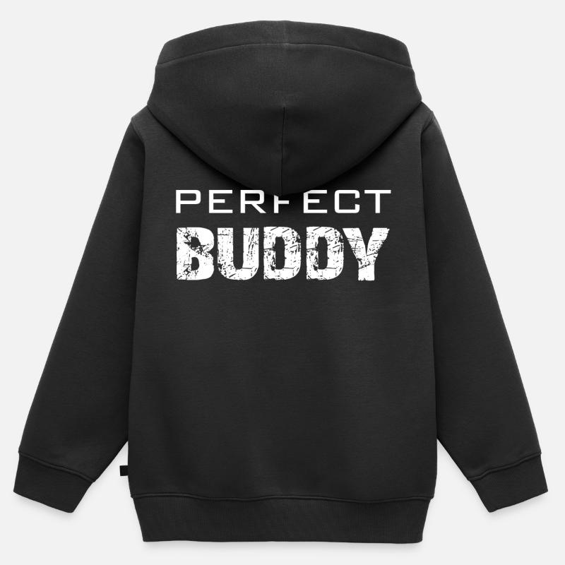 Perfect Buddy | Meilleur copain | ami - Sweat Premium à capuche zippé enfant bio - noir