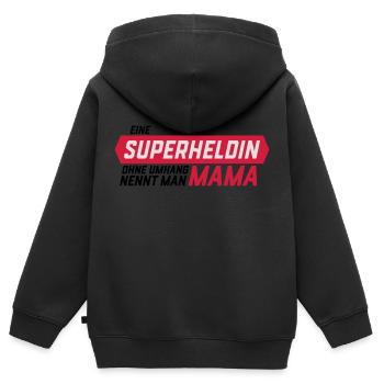 Superheld ohne Umhang Mama - Kinder Premium Organic Zip Hoodie - Schwarz - Hinten - AI Model Kid Male (0cm)