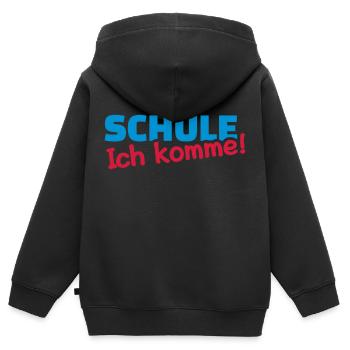 Einschulung - Kinder Premium Organic Zip Hoodie - Schwarz - Hinten - AI Model Kid Male (0cm)