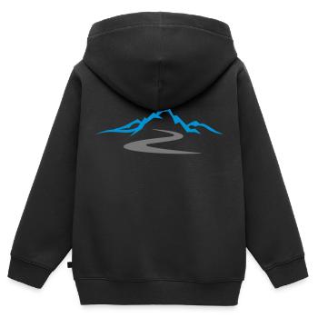 Landschaft - Berge Straße - Kinder Premium Organic Zip Hoodie - Schwarz - Hinten - AI Model Kid Male (0cm)