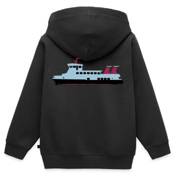 schiff - Kinder Premium Organic Zip Hoodie - Schwarz - Hinten - AI Model Kid Male (0cm)