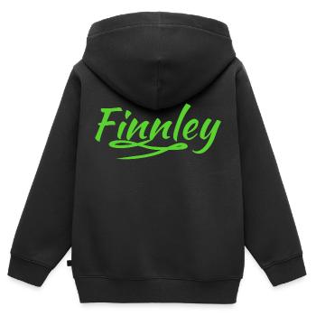 Nom Finnley - Sweat Premium à capuche zippé enfant bio - noir - Dos - AI Model Kid Male (0cm)