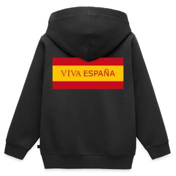 Drapeau Viva España - Sweat Premium à capuche zippé enfant bio - noir - Dos - AI Model Kid Male (0cm)