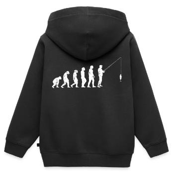 Evolution Fischen Angler Fischer Angeln Menschheit - Kinder Premium Organic Zip Hoodie - Schwarz - Hinten - AI Model Kid Male (0cm)