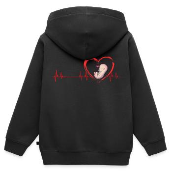 bébé cadeau - Sweat Premium à capuche zippé enfant bio - noir - Dos - AI Model Kid Male (0cm)