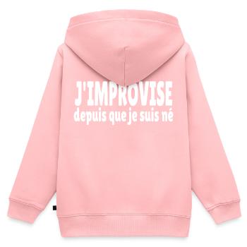 improvisation - Sweat Premium à capuche zippé enfant bio - rose - Dos - AI Model Kid Female (0cm)