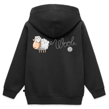 Schaf Wolle, Witziges Sujet, Tierverliebte, Lustig - Kinder Premium Organic Zip Hoodie - Schwarz - Hinten - AI Model Kid Male (0cm)