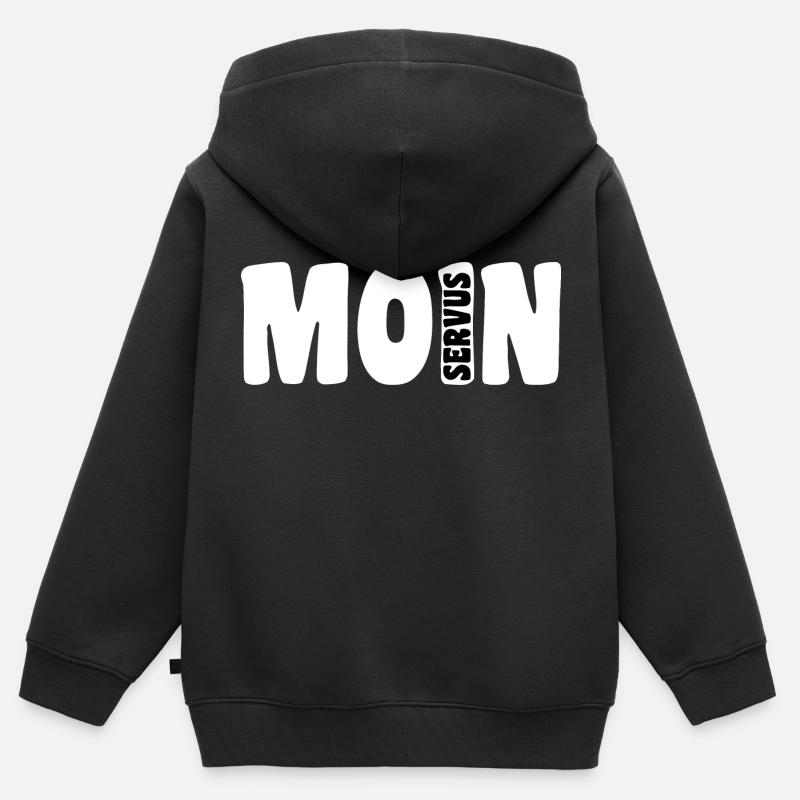 Moin Servus | White - Kinder Premium Organic Zip Hoodie - Schwarz