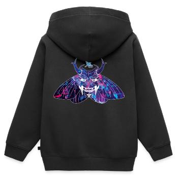 Japanisches Dämon Maske Oni Aquarell Stadt - Kinder Premium Organic Zip Hoodie - Schwarz - Hinten - AI Model Kid Male (0cm)