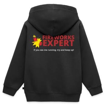 FIREWORKS EXPERT - Kids Premium Organic Zip-up Hoodie - black - Back - AI Model Kid Male (0cm)