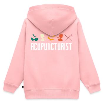Acupuncture Acupuncture Acupuncture Aiguilles - Sweat Premium à capuche zippé enfant bio - rose - Dos - AI Model Kid Female (0cm)