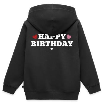 Bon anniversaire - Sweat Premium à capuche zippé enfant bio - noir - Dos - AI Model Kid Male (0cm)