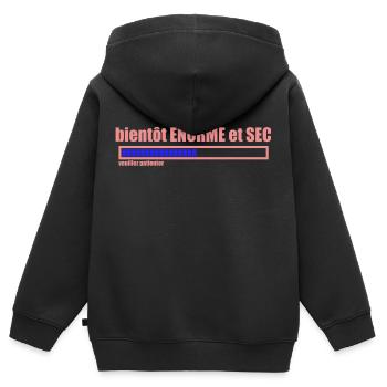 bientôt ENORME et SEC - Sweat Premium à capuche zippé enfant bio - noir - Dos - AI Model Kid Male (0cm)