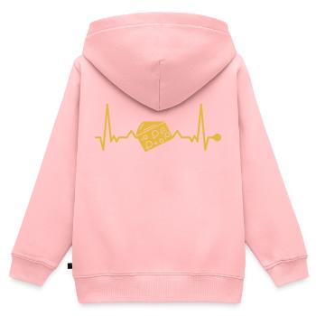 L’amour du fromage - J’aime le fromage - Sweat Premium à capuche zippé enfant bio - rose - Dos - AI Model Kid Female (0cm)
