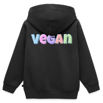 Pastel végétalien - Sweat Premium à capuche zippé enfant bio - noir - Dos - AI Model Kid Male (0cm)