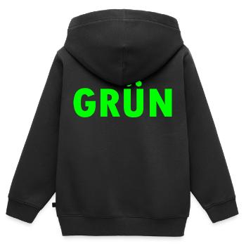 Grün - Kinder Premium Organic Zip Hoodie - Schwarz - Hinten - AI Model Kid Male (0cm)