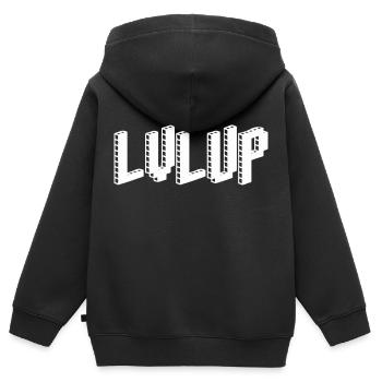 Monter de niveau, lvlup - Sweat Premium à capuche zippé enfant bio - noir - Dos - AI Model Kid Male (0cm)