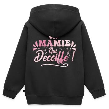 Beste Oma, die sich die Haare bläst, Oma Geschenkidee - Kinder Premium Organic Zip Hoodie - Schwarz - Hinten - AI Model Kid Male (0cm)