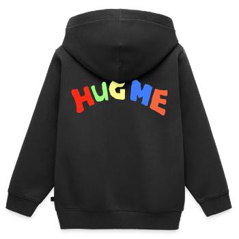 hug me - Kids Premium Organic Zip-up Hoodie - black - Back - AI Model Kid Male (0cm)