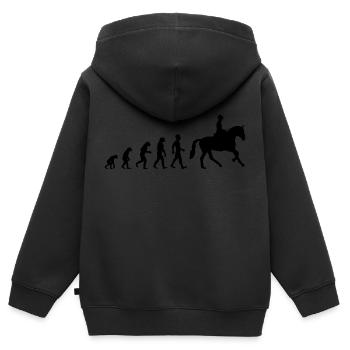 evolution Pferde Reiten - Kinder Premium Organic Zip Hoodie - Schwarz - Hinten - AI Model Kid Male (0cm)