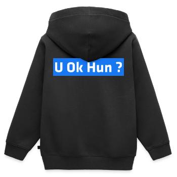 U Ok Hun? - Kinder Premium Organic Zip Hoodie - Schwarz - Hinten - AI Model Kid Male (0cm)